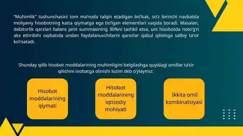 MUHIMLIK TUSHUNCHASI VA UNI AUDITDA QO’LLASH TARTIBI REJALAR 4