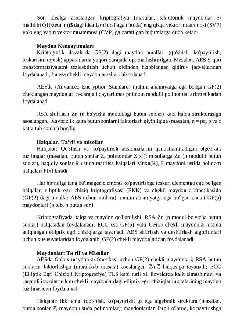 Halqa va Maydon Tyshunchasi Kriptografiyadan 4
