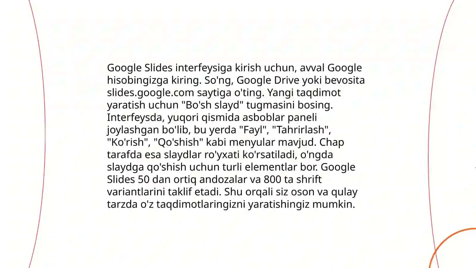 Google Slidesda onlayn prezentatsiyalar yaratish 4