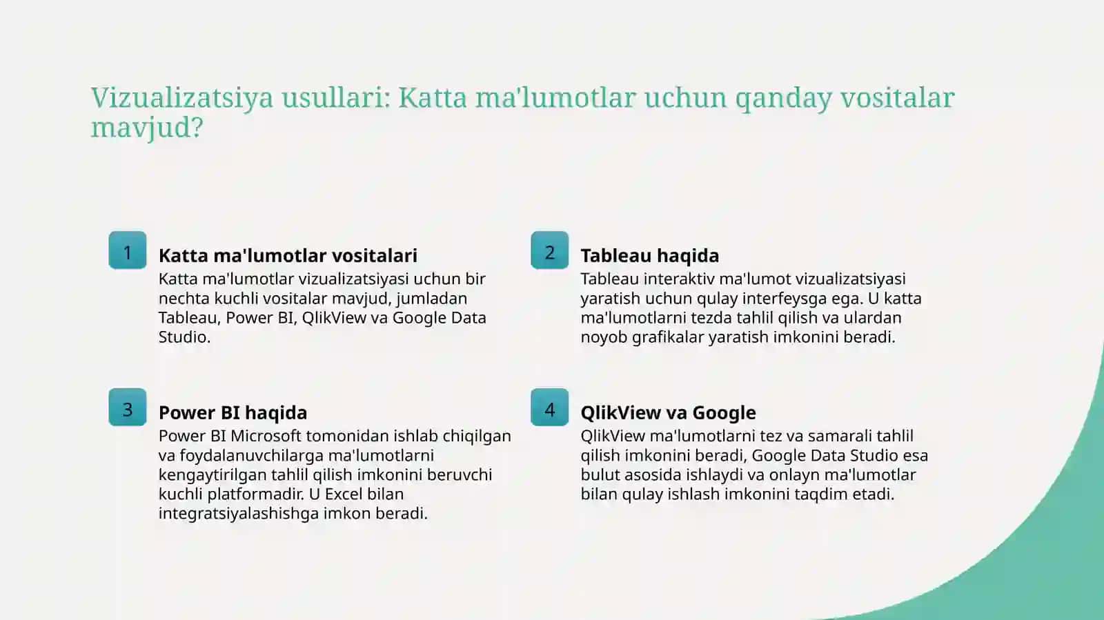 Katta ma'lumotlar vizualizatsiyasi asoslari 4