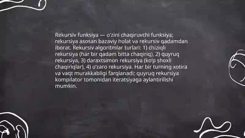 Rekursiya nazariyasi hamda rekursiv algoritmlar 4