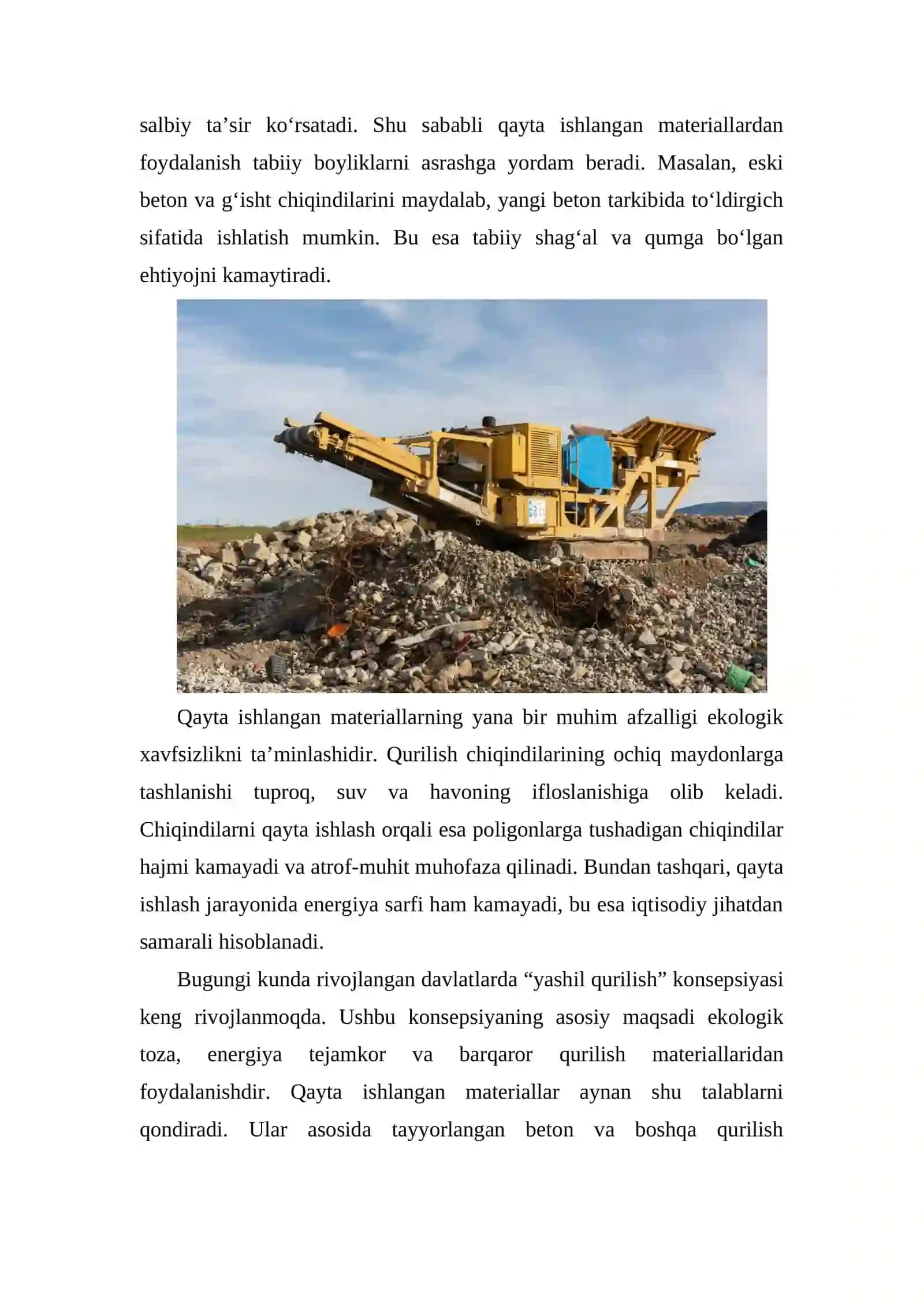 Qayta ishlangan materiallar asosida beton ishlab chiqarish 4
