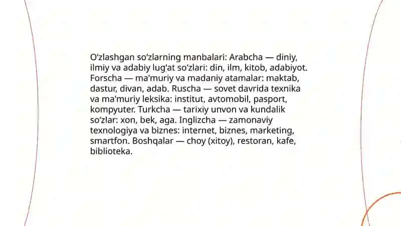 Oʻzbek tili leksikasida oʼz va oʼzlashgan soʻzlar 4