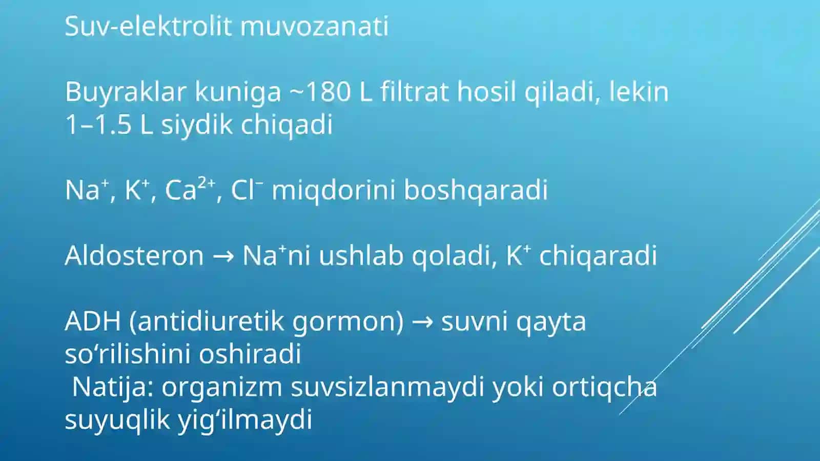 buyraklar ING goneostatik va sekretor funktsiyalari. Terini g ekskretor funktsiyasi, tarkibi. 4