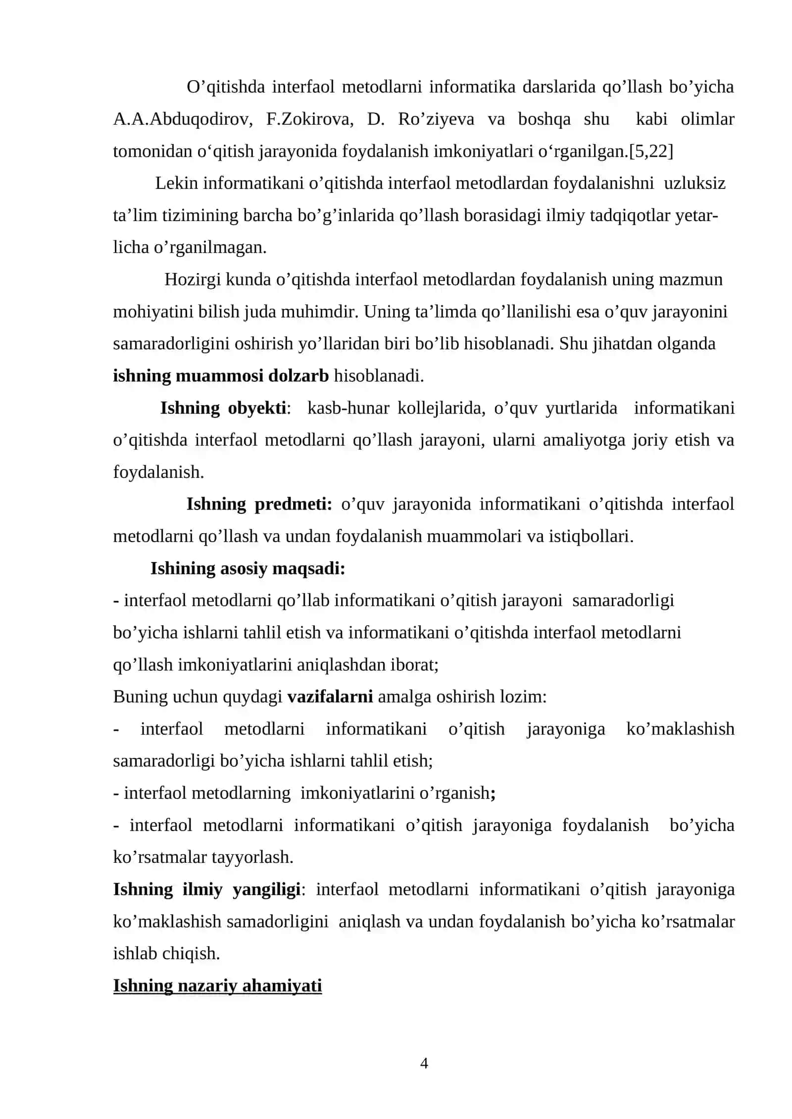 Informatika fani va uni o’qitishni tashkil etish 4
