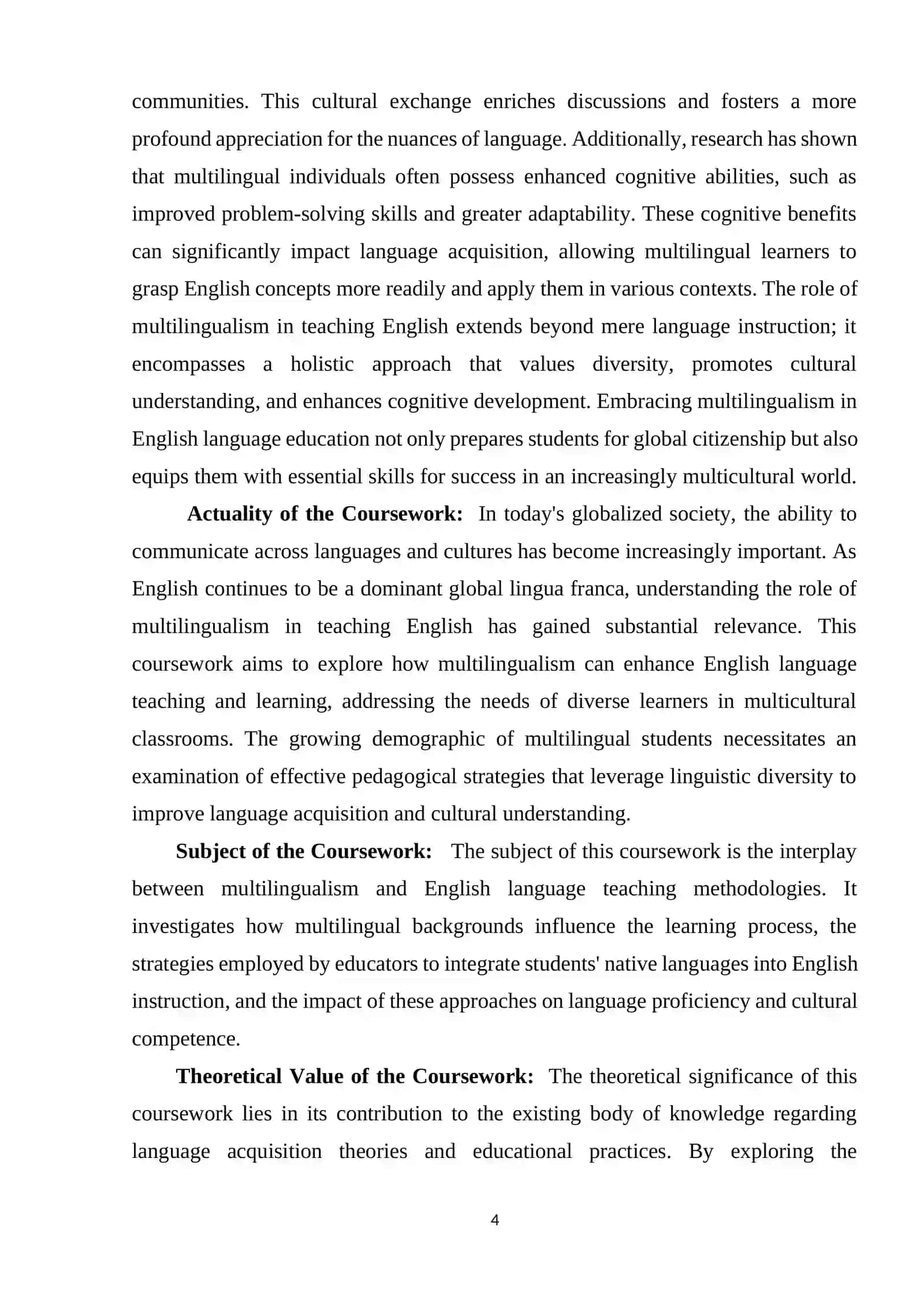 THE ROLE OF MULTILINGUALISM IN TEACHING ENGLISH 4