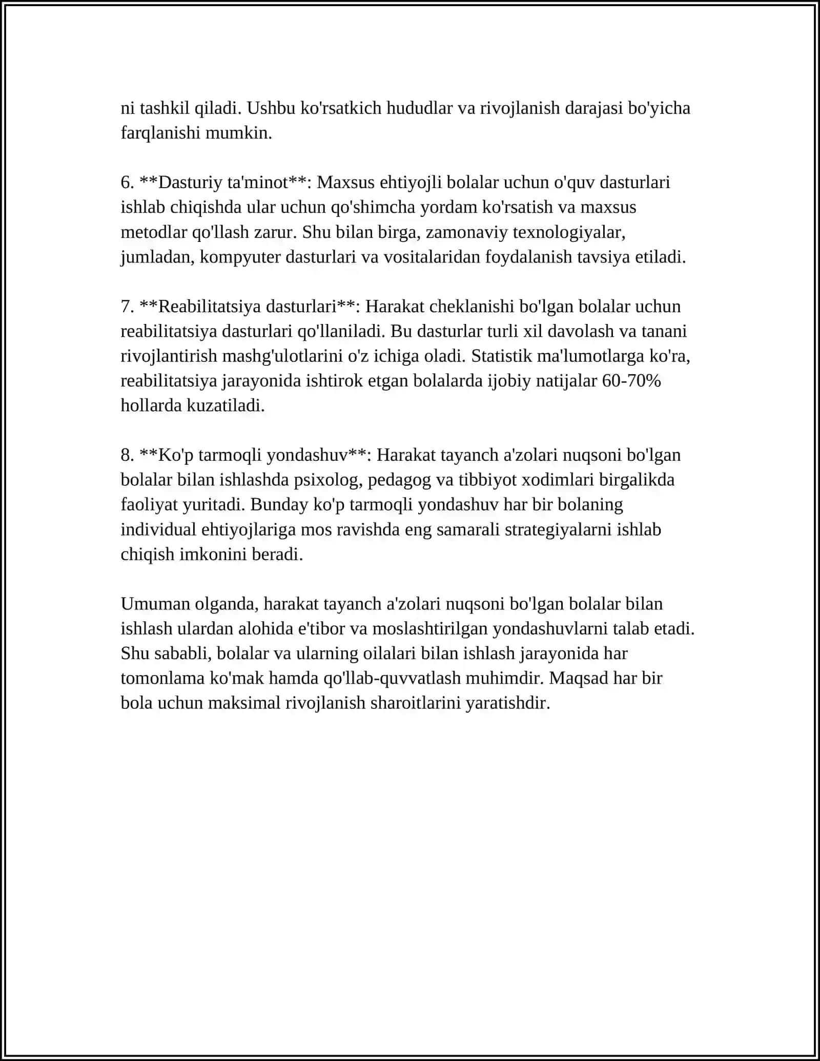 HARAKAT TAYANCH A‘ZOLARIDA NUQSONI BO‘LGAN BOLALARNI PSIXOLOGIK-PEDAGOGIK TEKSHIRISH 4
