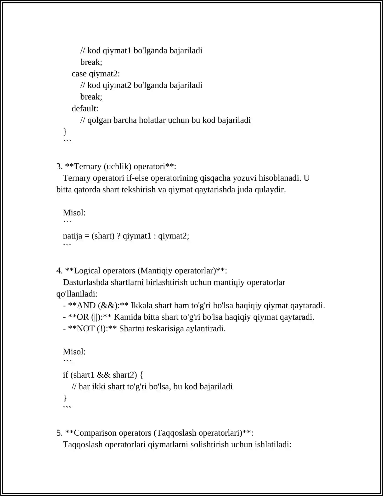 PYTHON DASTURLASH TILIDA SHART OPERATORLARI 4