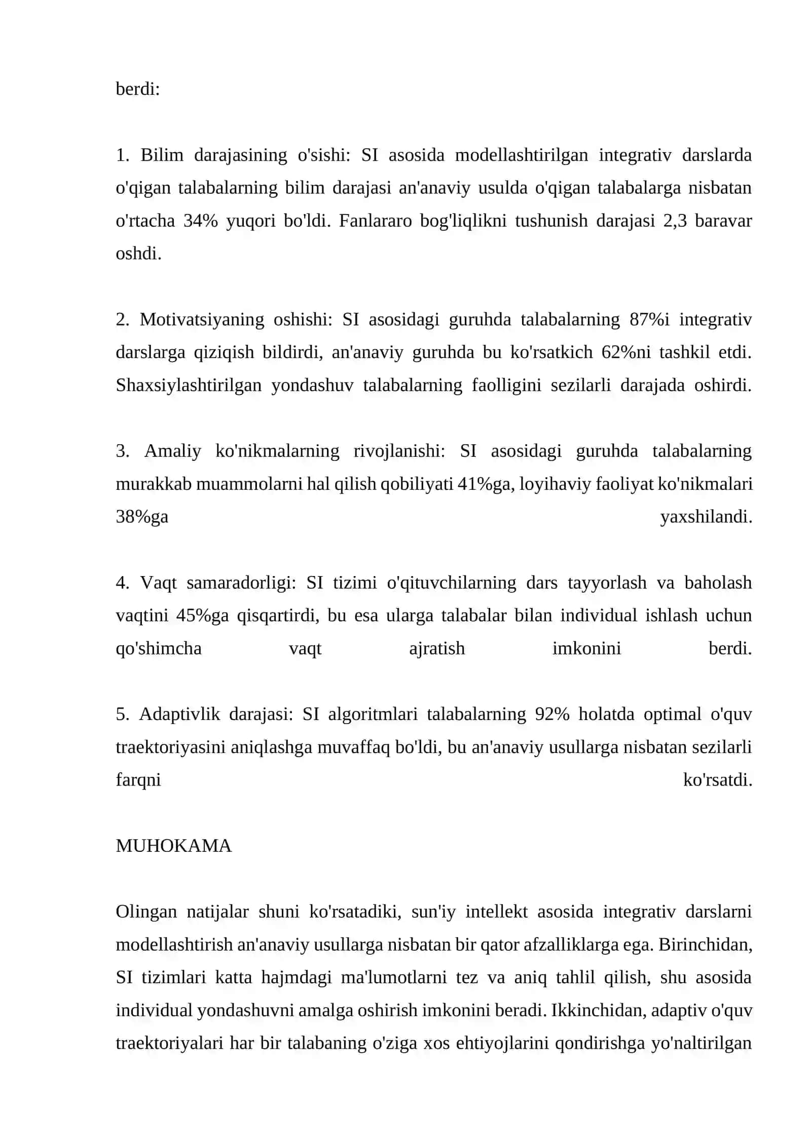 SUN’IY INTELLEKT ASOSIDA TA'LIM KLASTERLARIDA TALABALARNI INTEGRATIV DARSLARNI MODELLASHTIRISHNING ZAMONAVIY METODLARI 4