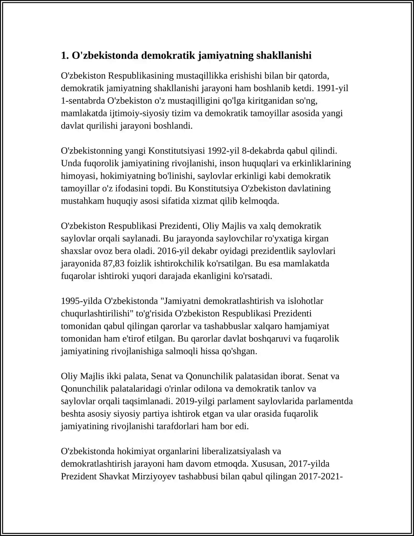 O'ZBEKISTONDA DEMOKRATIK, FUQAROLIK JAMIYATI ASOSLARINING SHAKILLANISHI 4