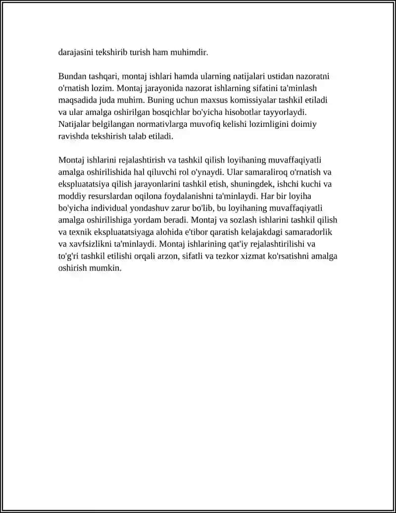 Montaj va sozlash ishlarini tashkil qilish. Texnik ekspluatatsiya asoslari 4