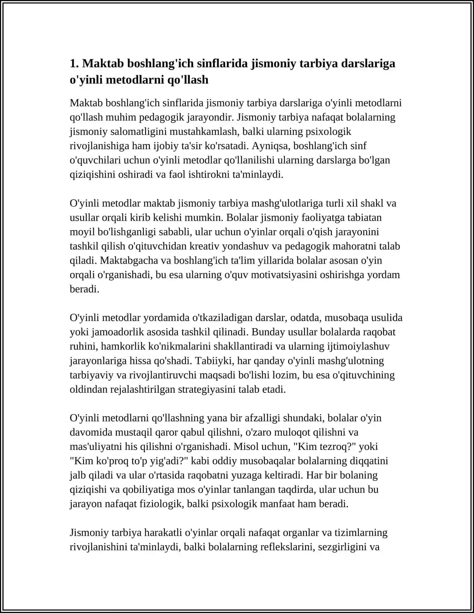 Jismoniy tarbiya va sport pedagogikasi fanidan mustaqil ish 4