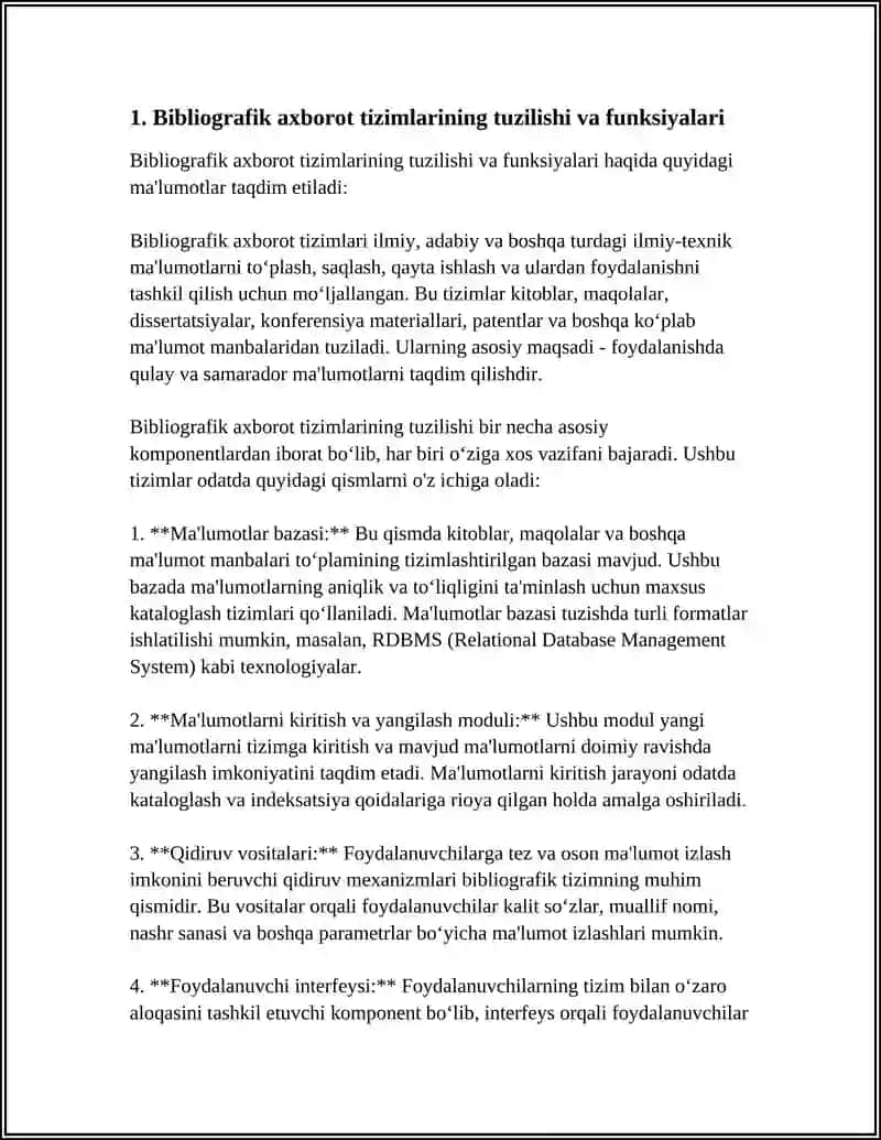 BIBLIOGRAFIK AXBOROT ORQALI FOYDALANUVCHILARNING AXBOROTGA BOʻLGAN EHTIYOJINI QONDIRISH TIZIMI 4