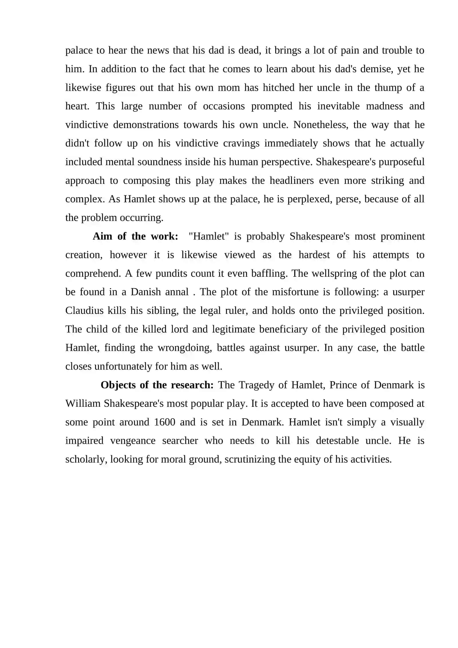 COURSE WORK: THEME "HAMLET" BY W.SHAKESPEARE 4