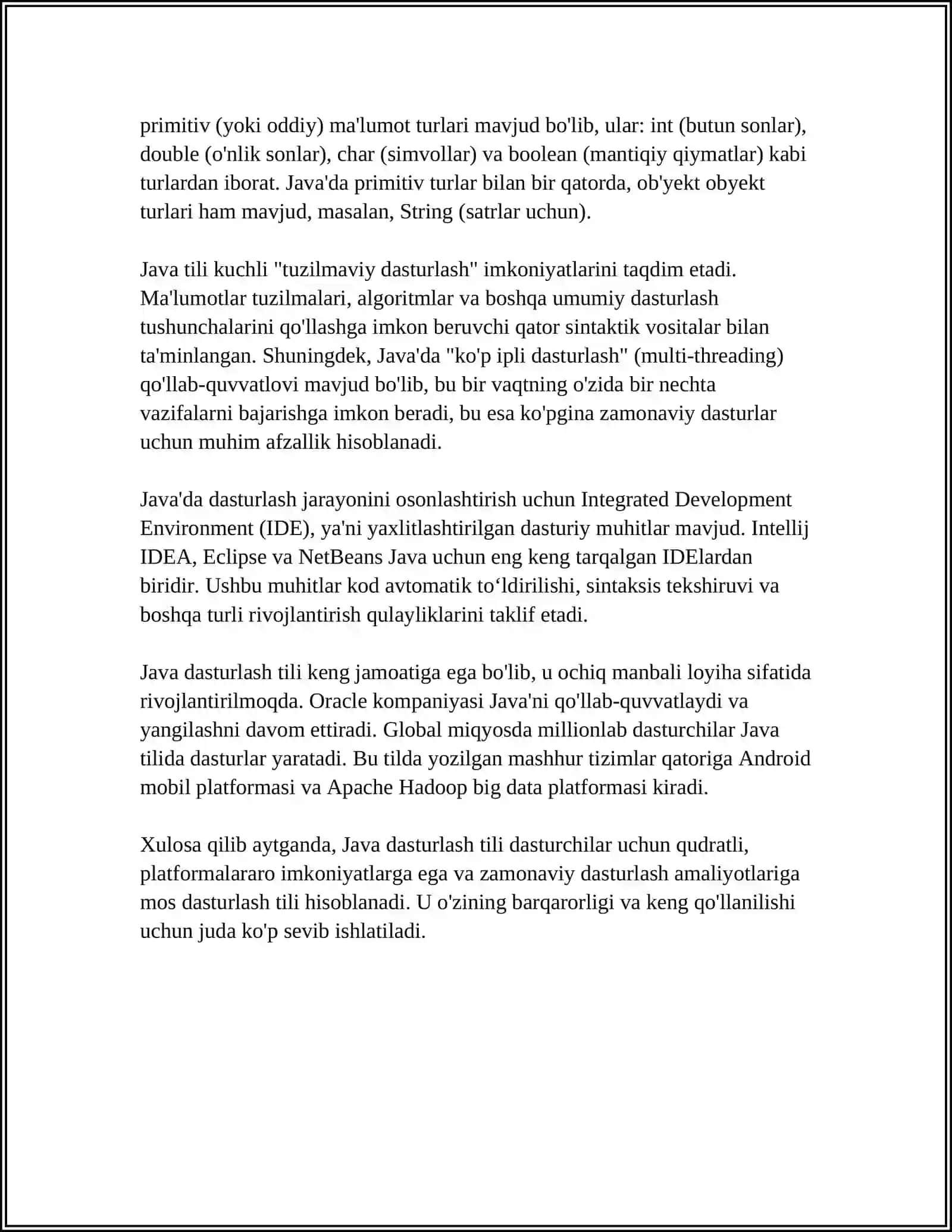 JAVA TIZIMI ORQALI PEDAGOGIK ILOVALAR YARATISH TEXNOLOGIYASI 4