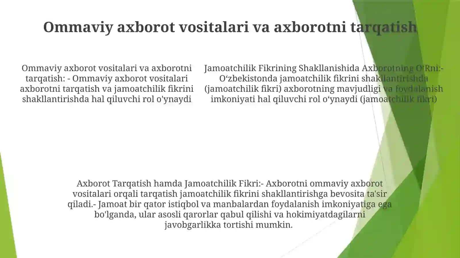 Jamoatchilik Fikrining Shakllanishida Axborotning OʻRni 4