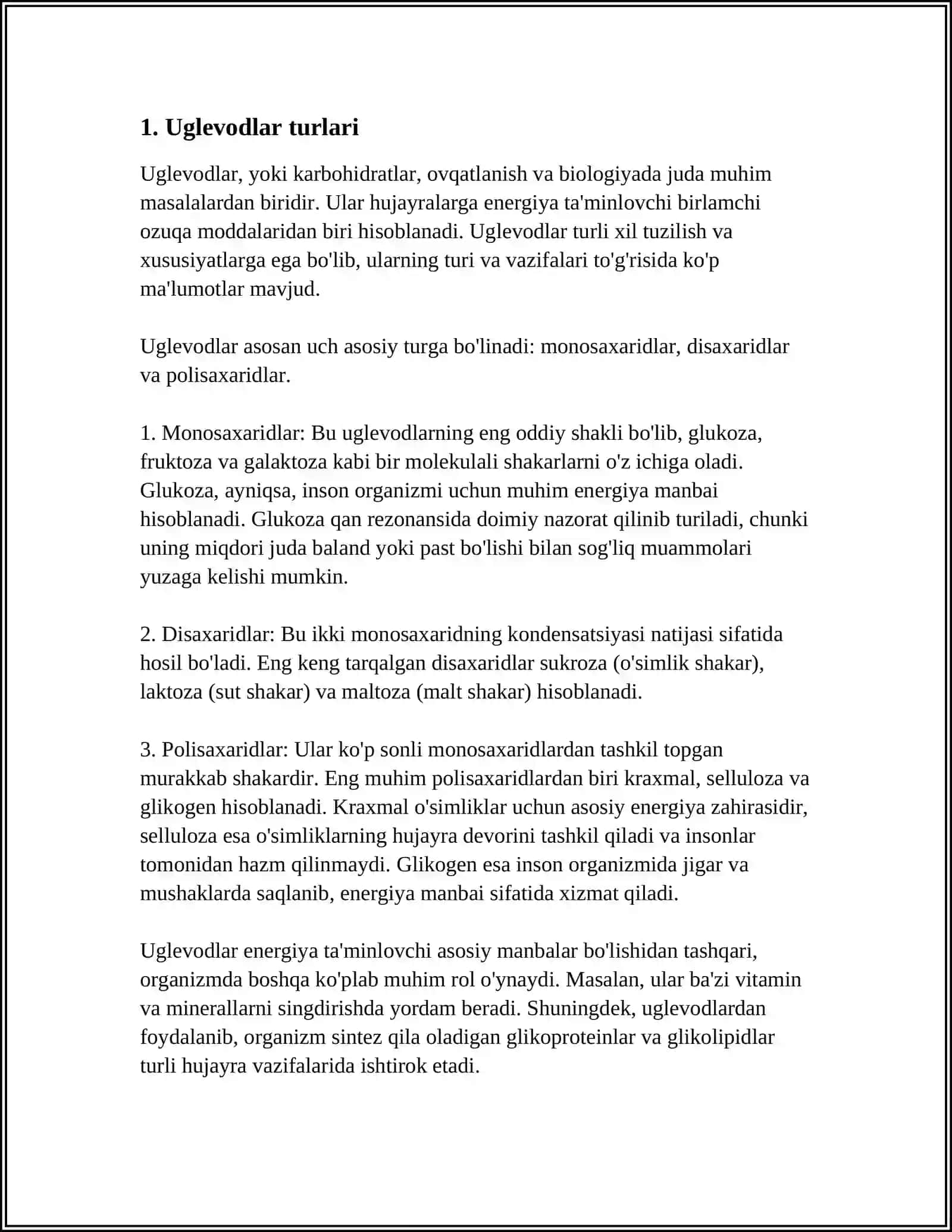 Uglevodlarni organizimda fiziologik mono klassifikatsiyasi 4