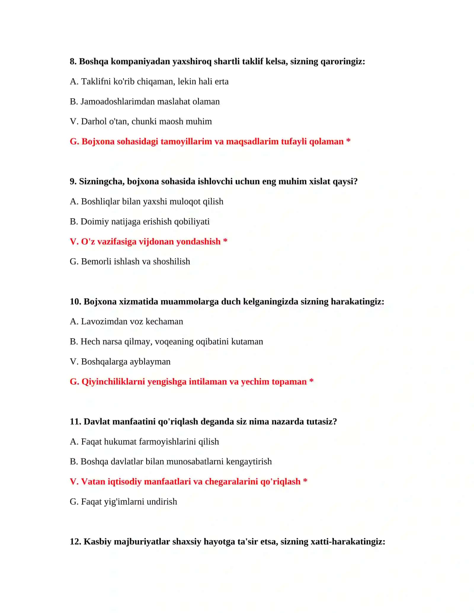 Bojxona statistikasi test savollari 4