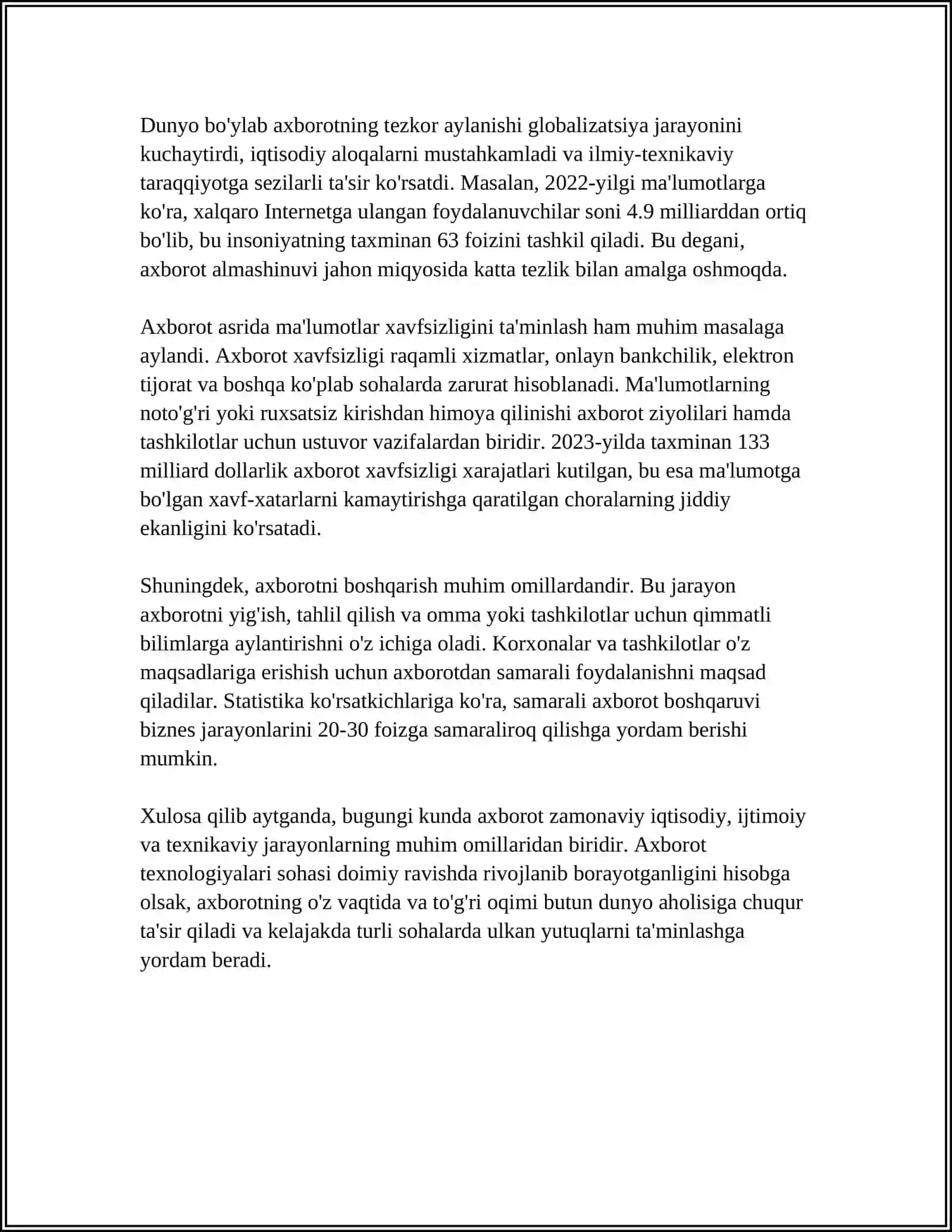 AXBOROT NIMA VA UNING MANBALARI 4
