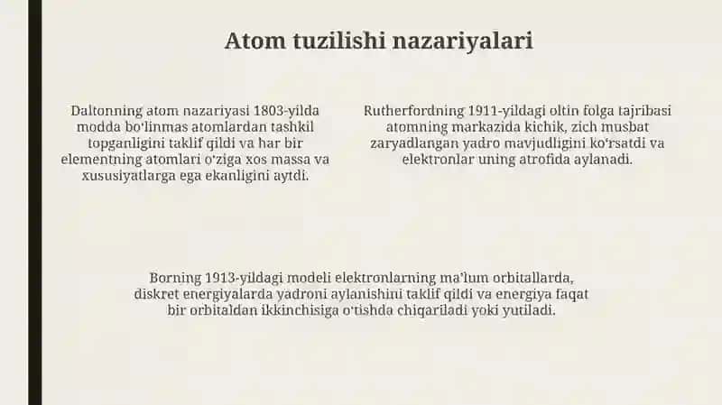 Atom tuzilishi nazariyasi 4