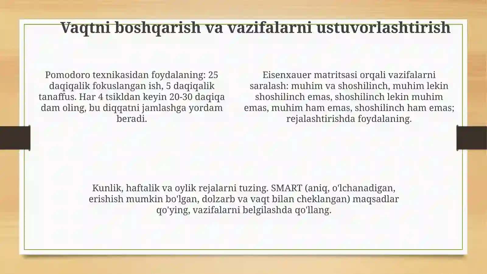 Shaxsiy akademik faoliyatni tashkil etish 4
