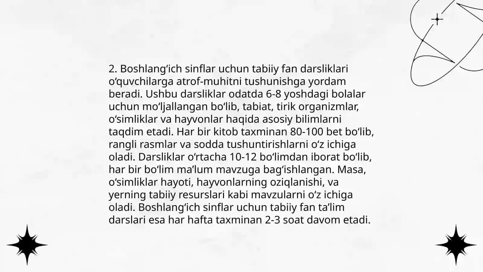 Tabiiy fanlar bo'yicha boshlang'ich ta'lim mazmuni 4