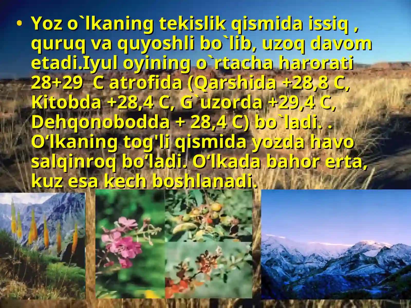 Qashqadaryo tabiiy geografik o`lkasining iqlimi va suvlari 4
