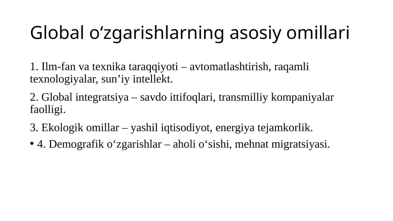Jahon xo‘jaligidagi tarkibiy o‘zgarishlar 4