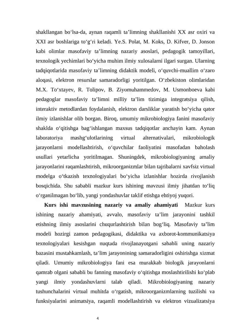 Umumiy mikrobiologiya fanidan masofaviy ta’lim jarayonini tashkil etish metodikasi 4