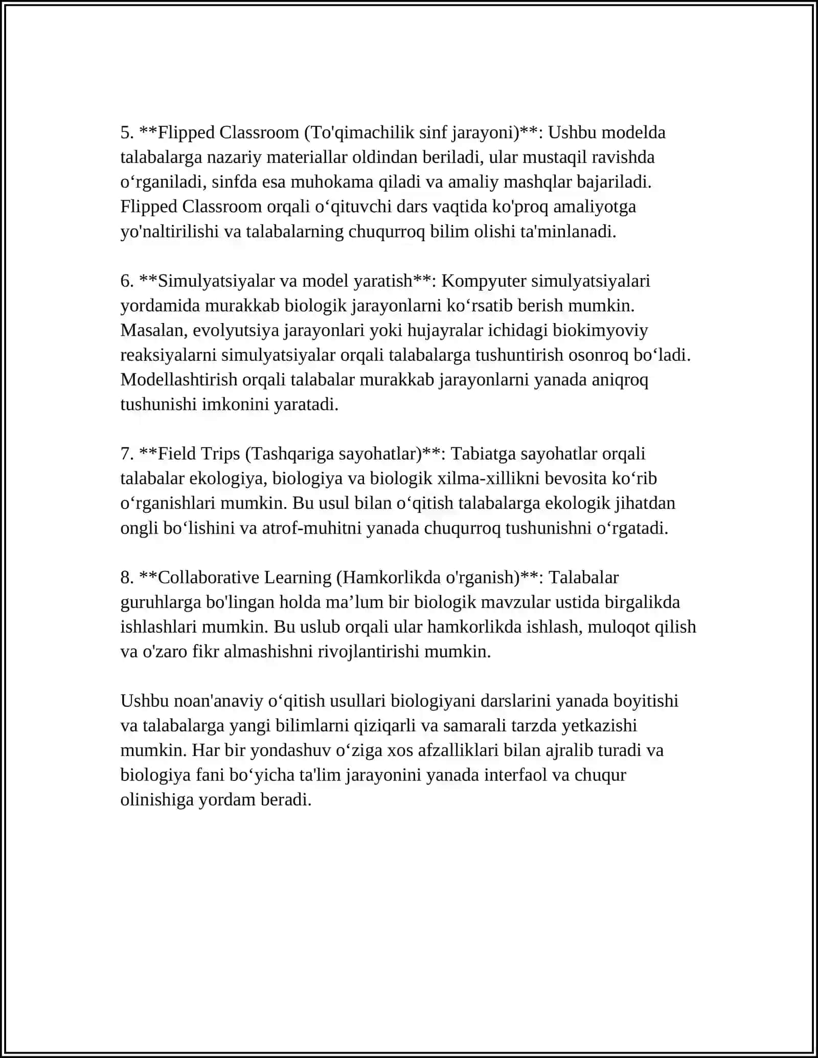 BIOLOGIYA DARSLARIDA NOANANAVIY USULLARNI QÓLLASH METODOLOGIYASI.TEXNIK VOSITALARDAN FOYDALANISH 4