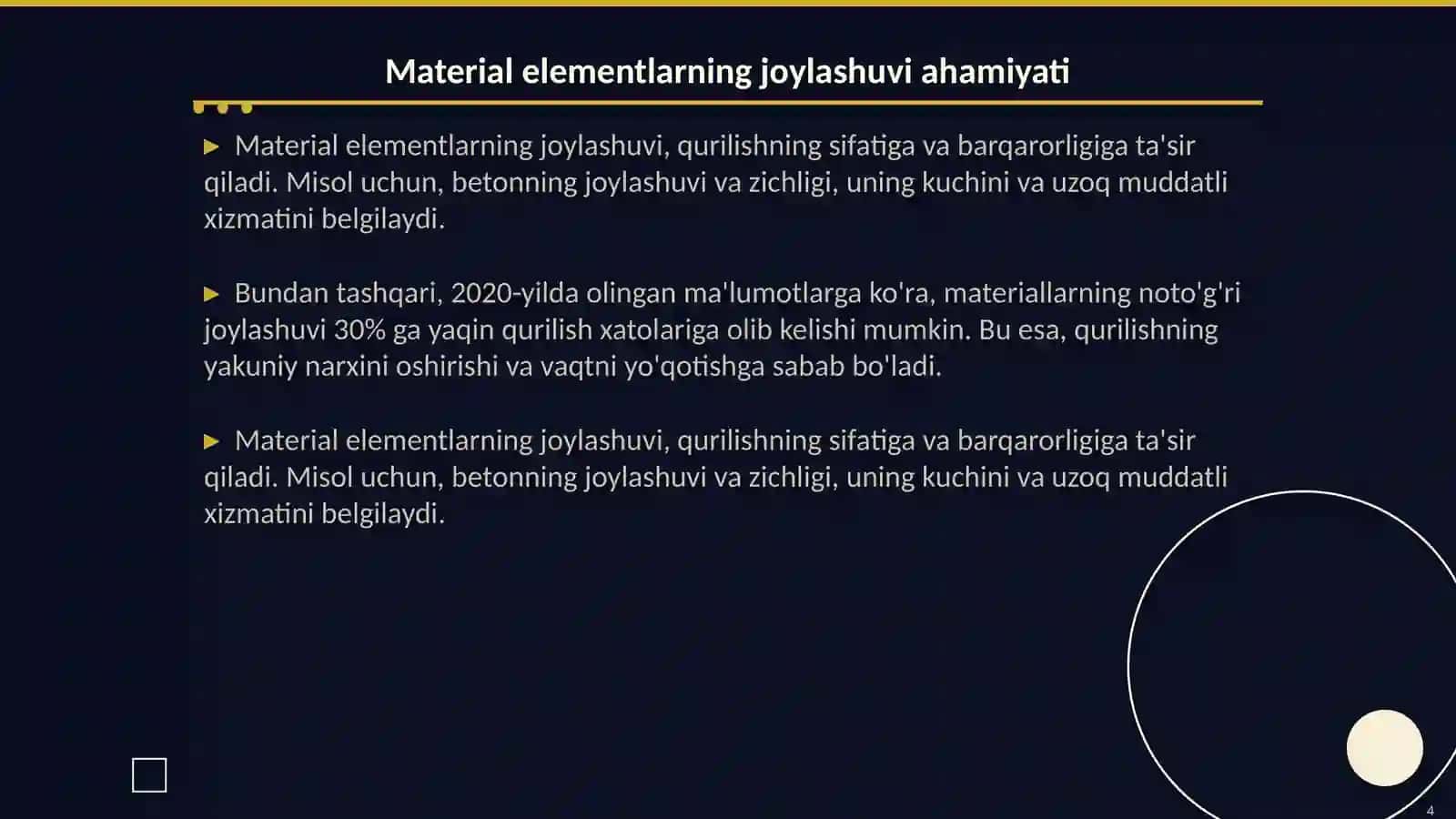 Material elementlarni joylashtirish 4