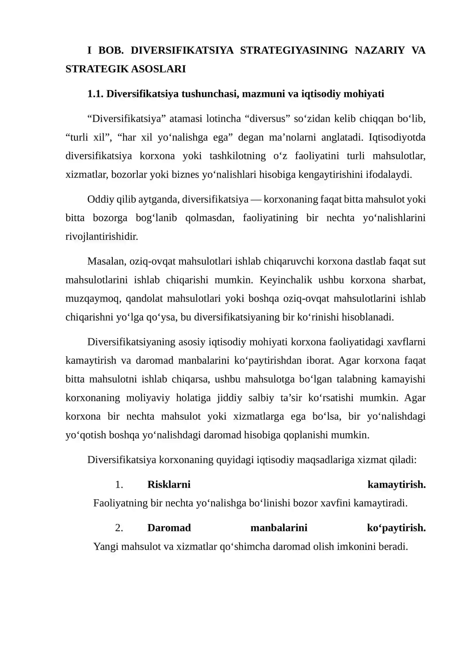 DIVERSIFIKATSIYA STRATEGIYASI VA UNING MARKETING JIHATLARI 4