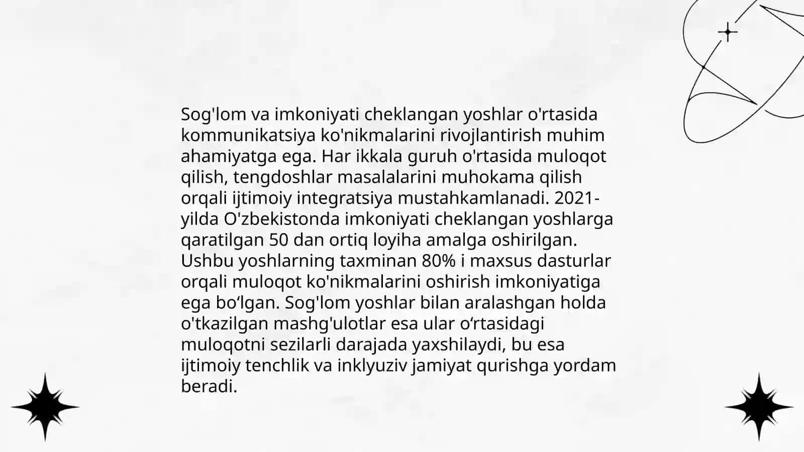 Ta'lim muassasalarida sog'lom va imkoniyati cheklangan yoshlar o'zaro muloqotining ijtimoiy pertseptsiyasi 4