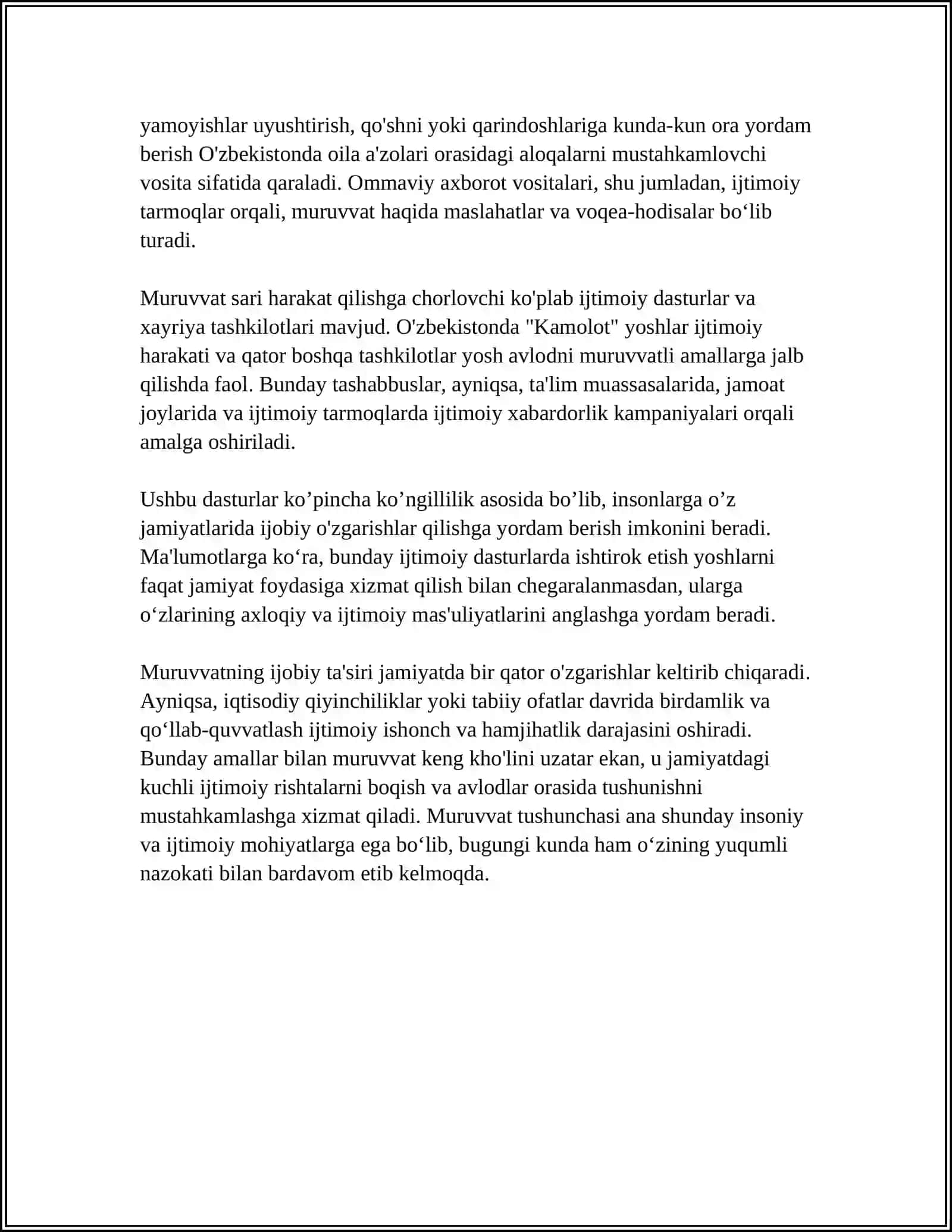 "MURUVVAT" VA "SAHOVAT" TUSHUNCHALARINING MOHIYATI 4