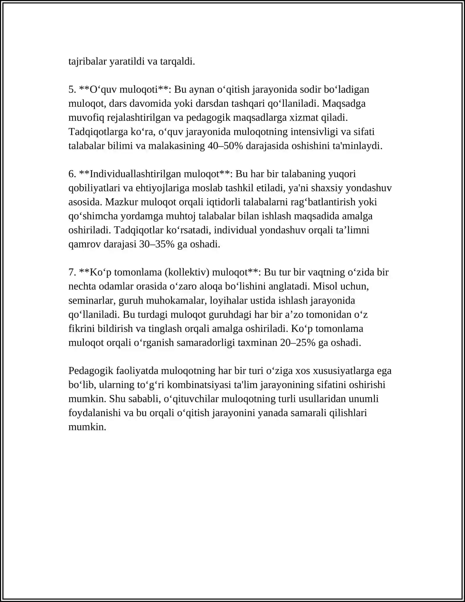 PEDAGOGIKA FAOLIYATIDA MULOQOT 4
