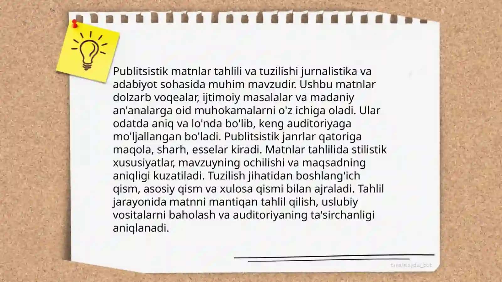 Publitsistik uslubga doir matnlar ustida ishlash 4