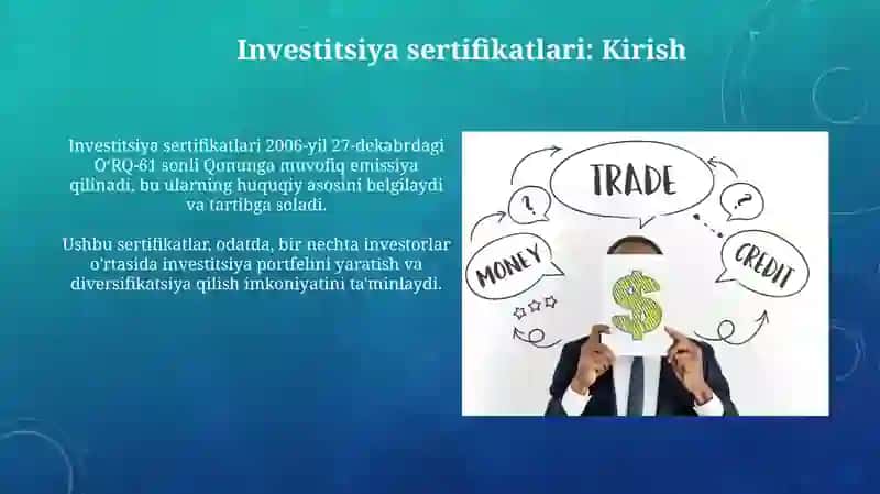 Cheklar, investitsiya sertifikatlari, tovar bilan ta'minlangan qimmatli qog'ozlar 4