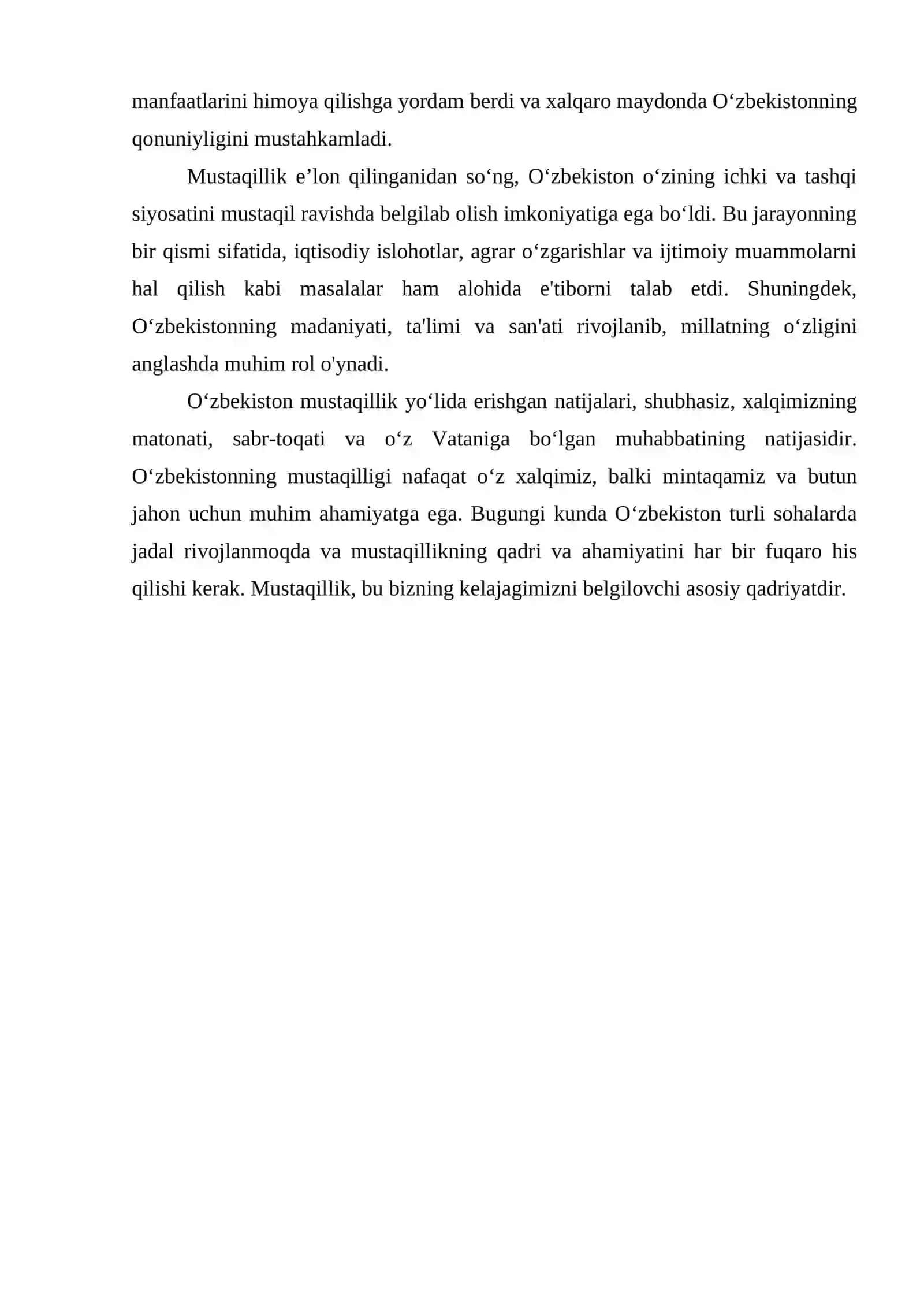 O‘ZBEKISTON RESPUBLIKASI MUSTAQILLIGINING QO‘LGA KIRITILISHI 11- SINF 4