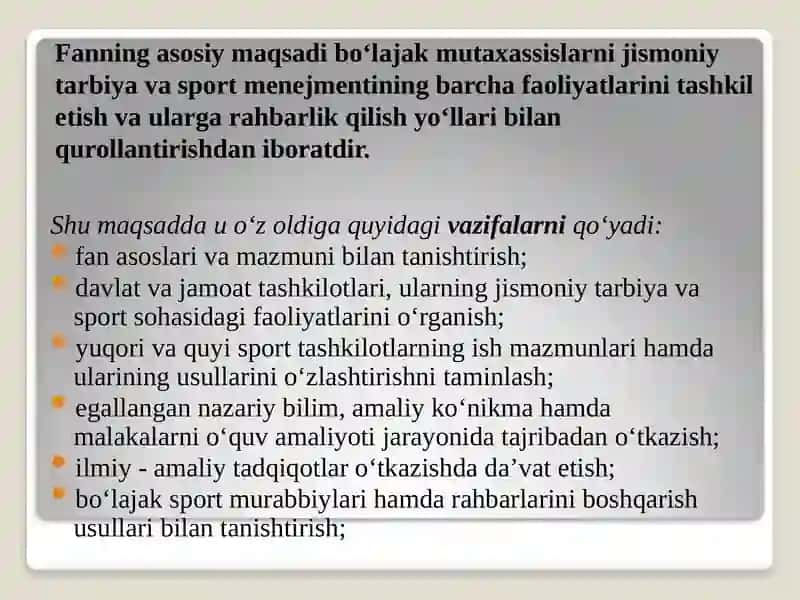 Sport menejmentining asosiy tushunchalari 4