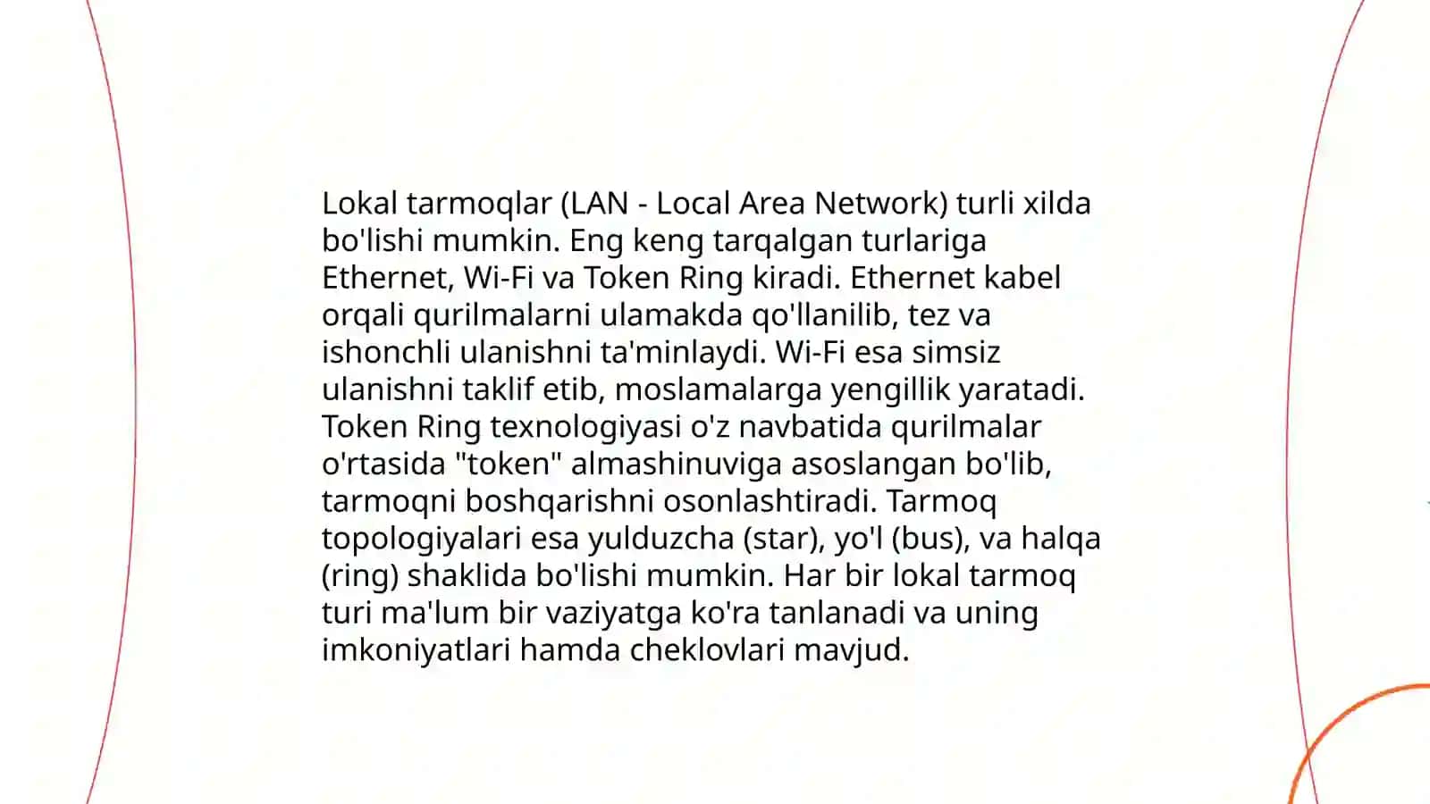 Lokal tarmoq va uning turlari Zarifova Diyora 4