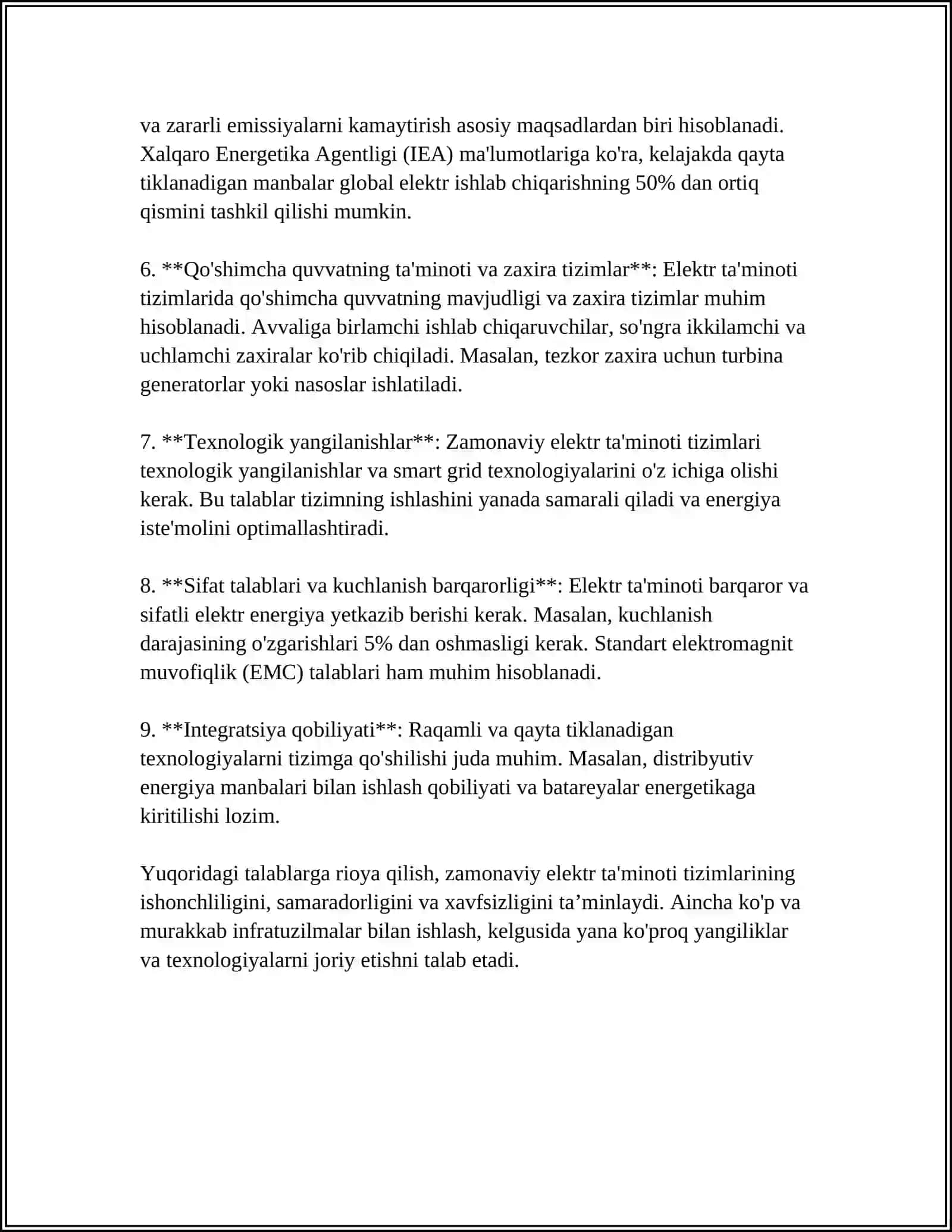 ZAMONAVIY ALOQA TIZIMLARIDA ELEKTOR TAMINOTIGA TALABLAR 4