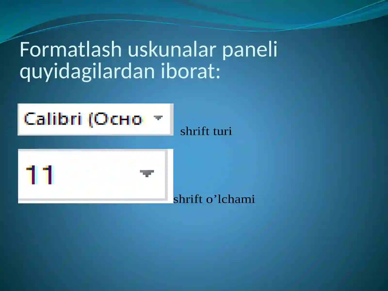 Formatlash uskunalari paneli 4