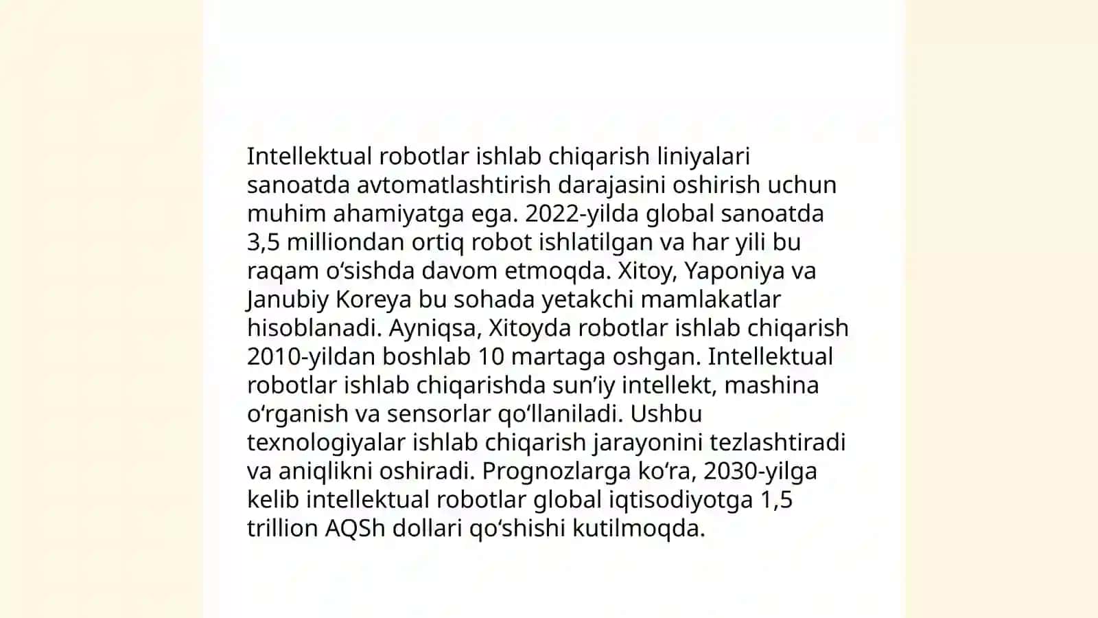 Intellektual robotlarni qo'llash sohalari 4