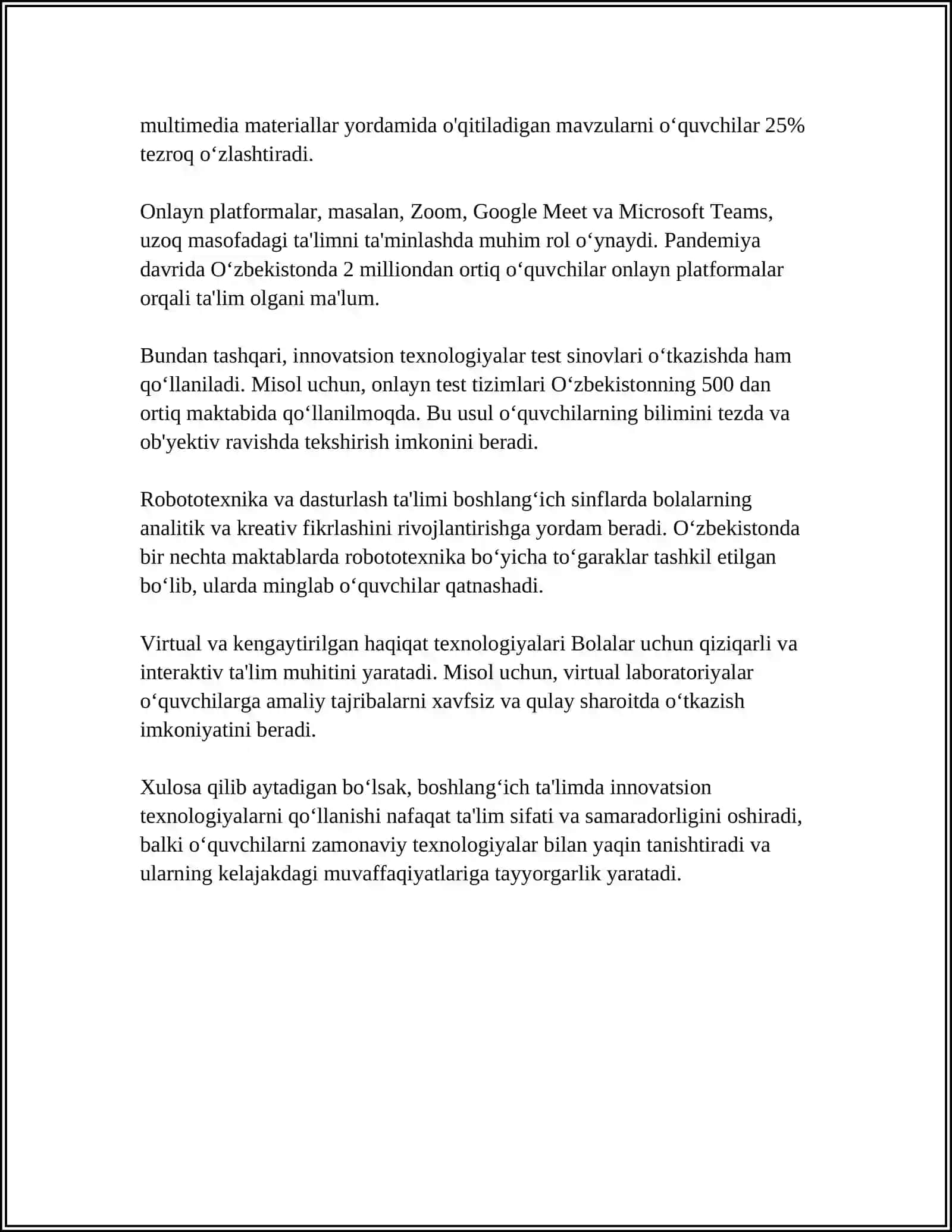 BOSHLANG‘ICH TA’LIMDA INNOVATSION TEXNOLOGIYALAR 4