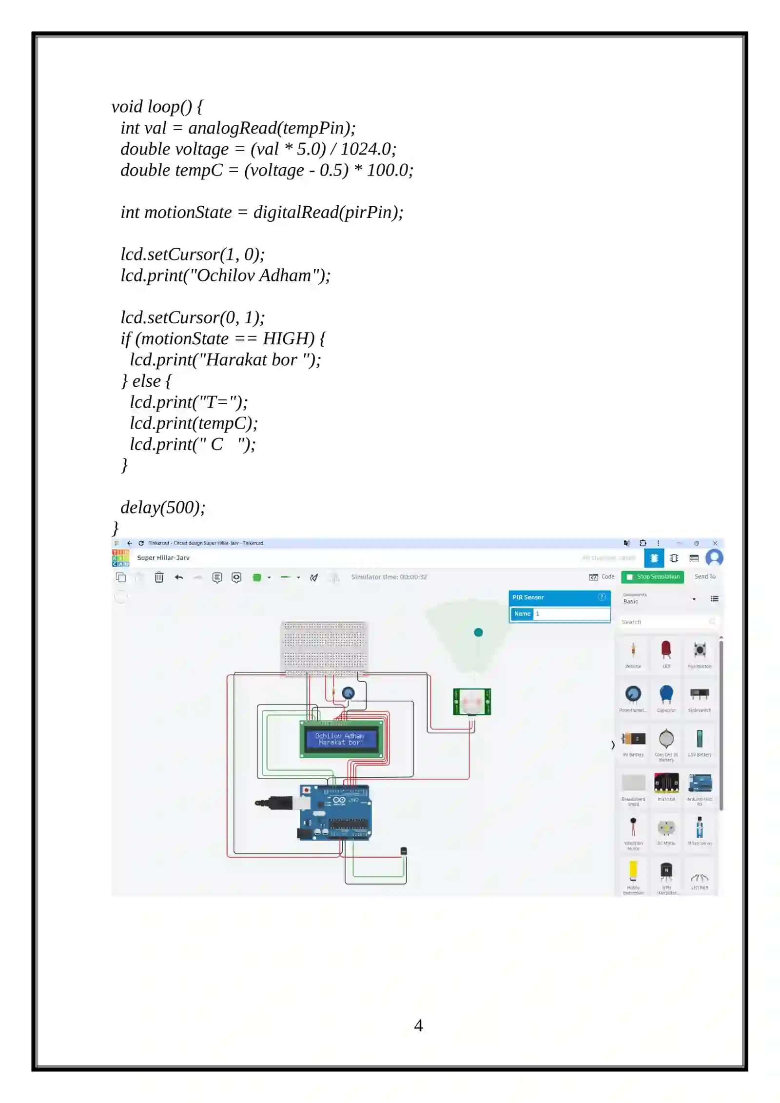 Arduino asosida harorat va harakatni aniqlovchi tizim 4