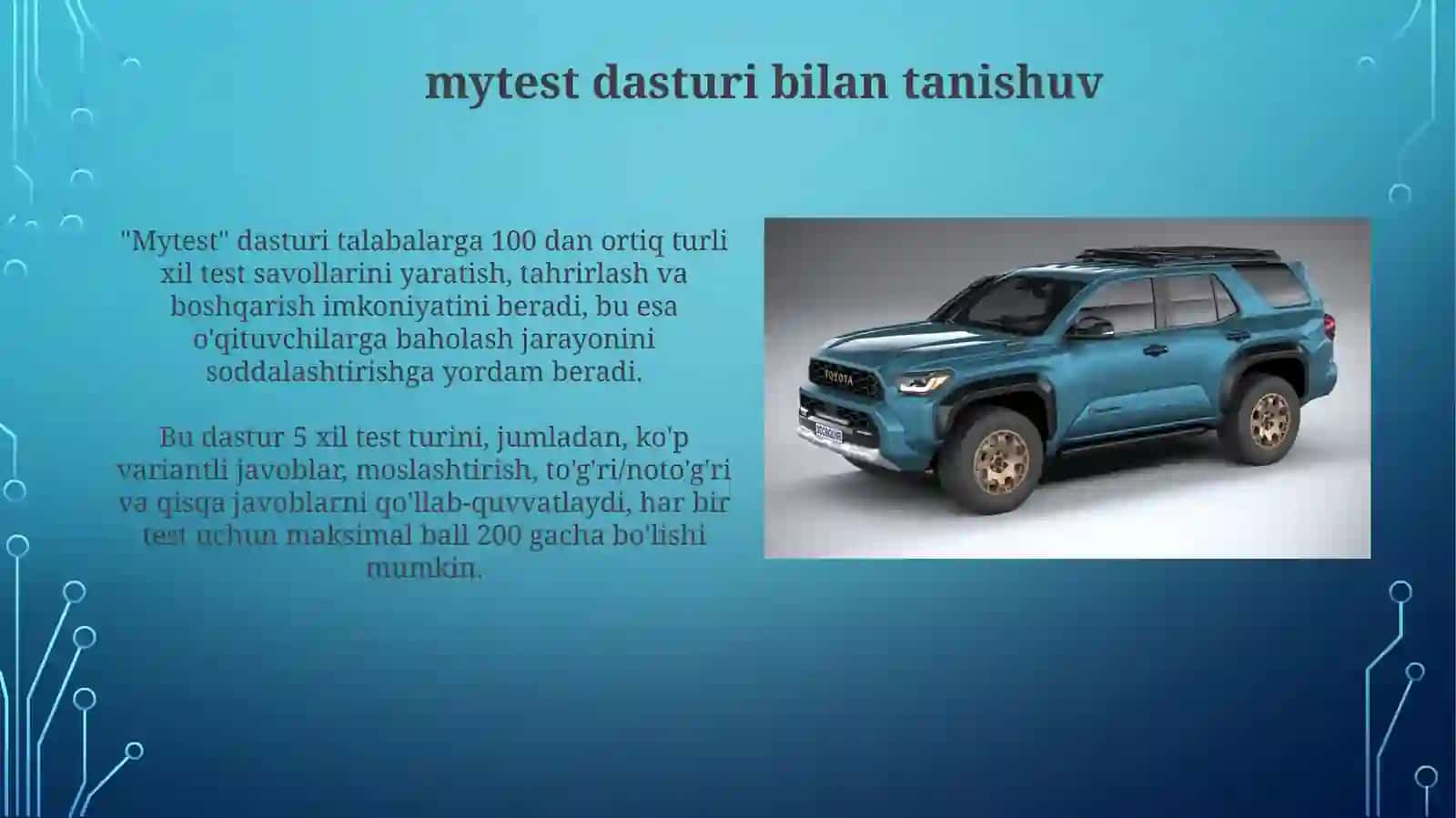 Mytest dasturi yordamida test yaratish 4
