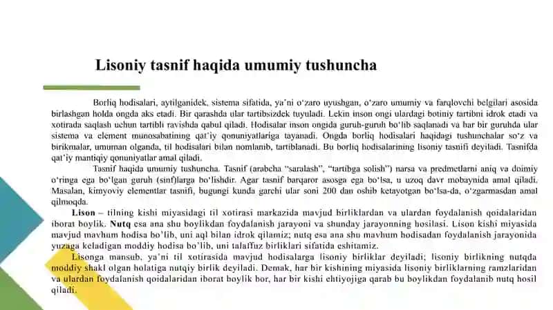 Hozirgi O’zbek tilida lisoniy ziddiyatlar, lisoniy tasnif va uning turlari 4
