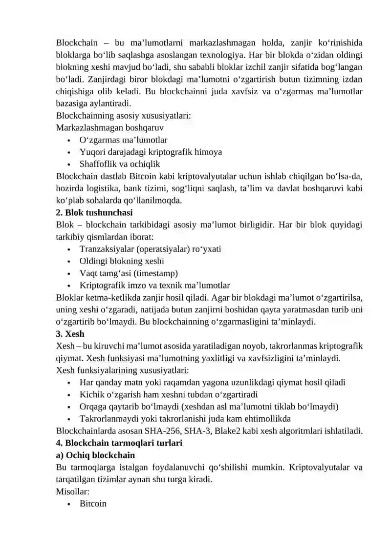 Blockchain texnologiyasining DT loyihalar boshqaruvidagi o‘rni 4