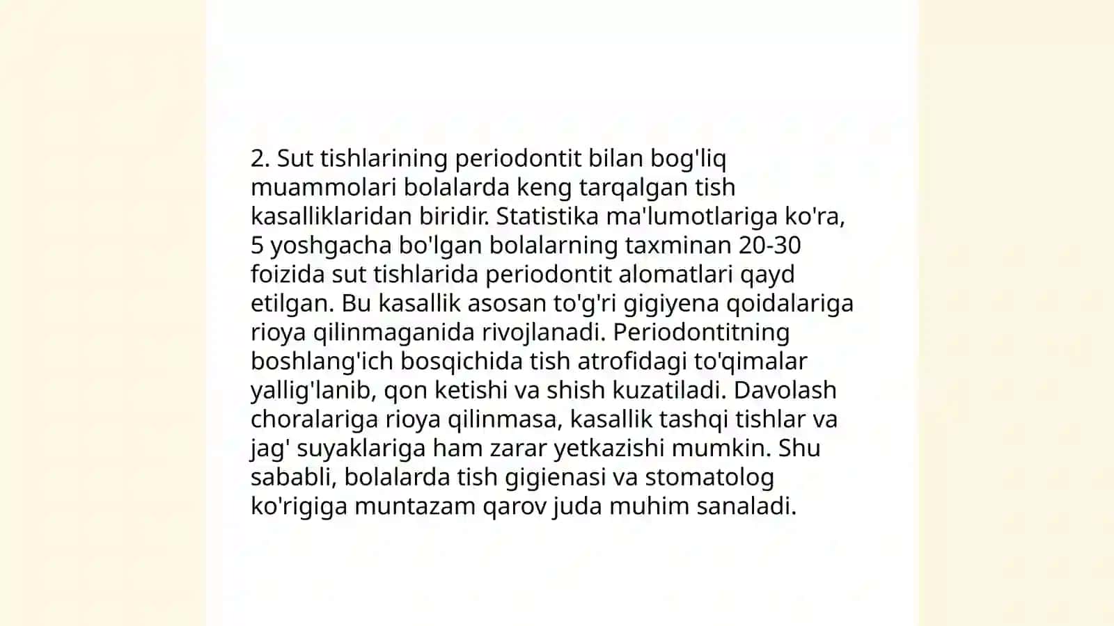 Sut va shakllanmagan doimiy tishlarning periodontitlarning o'ziga xosligi.Periodontitlarni keltirib chiqaruvchi sabablar va shart-sharoitlar 4