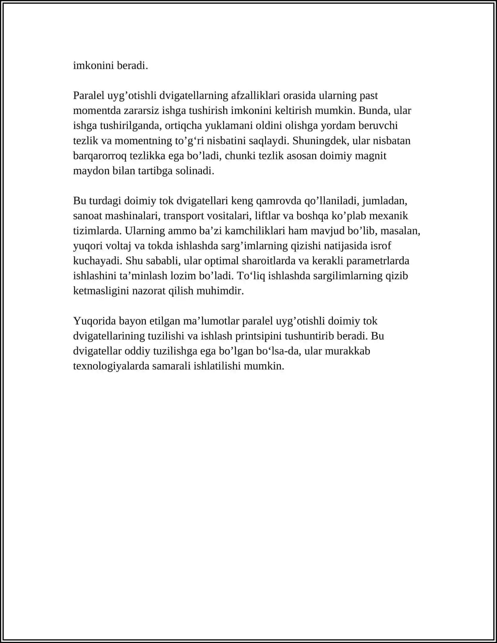 PARALEL, KETMA-KET VA ARALASH UYG’OTISHLI O’ZGARMAS TOK DVIGETELI 4